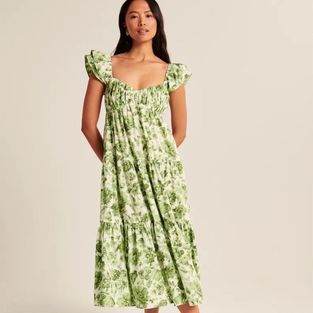 Abercrombie green floral maxi dress